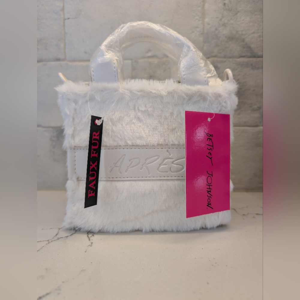 Betsey Johnson Mini Crossbody NWT White Faux Fur